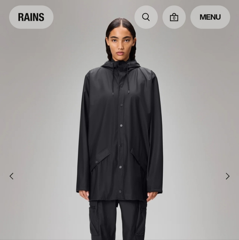 RAINS Unisex Black Raincoat, Size XS/S